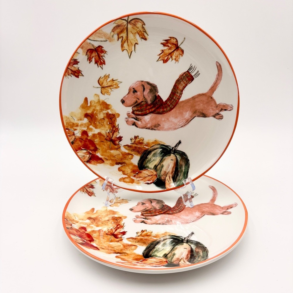 Certified International Mary Urban Dachshund Fall Salad Plates Set of 2